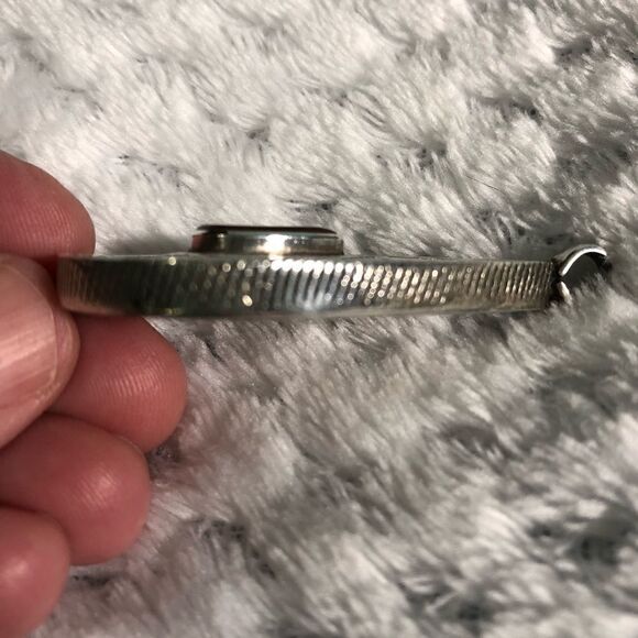 Pendant, silver color with red accent. 2”. - Picture 4 of 5